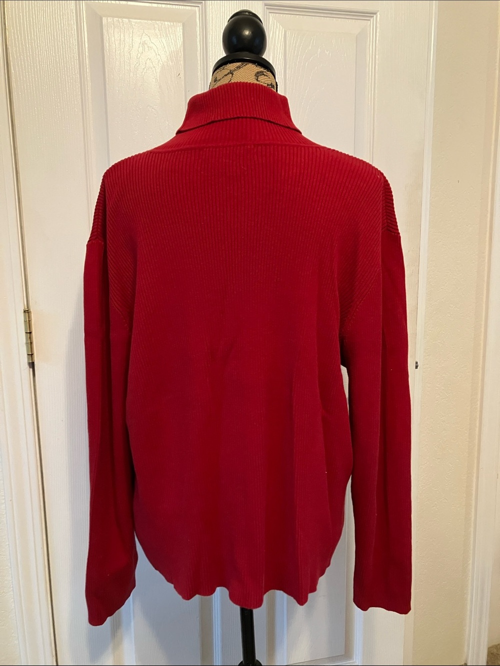 Lauren Ralph Lauren 100% cotton vertical ribbed vibrant red folded turtleneck 3X - Picture 8 of 10